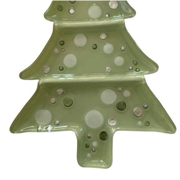 Lori Siebert for Silvestri Hand Blown Glass Christmas Tree Divided Platter - Picture 8 of 11